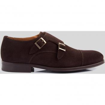 Zapatos de hebilla de cuero marrón para hombre