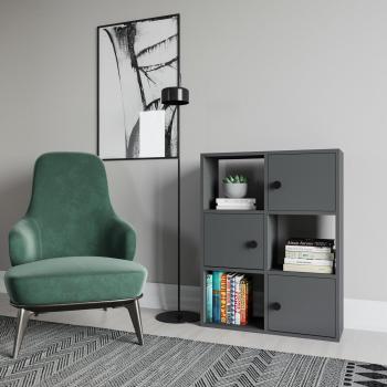 Anthracite Tilton Bookcase with Cabinets and Shelves - Decorotika