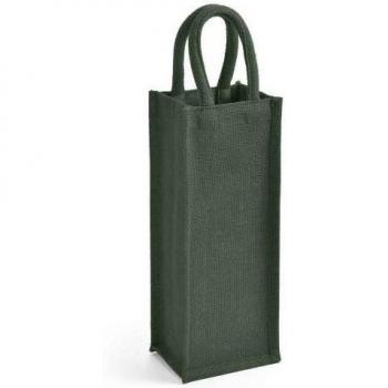 Eco-Friendly Jute Bottle Bag - One Size - Forest Green