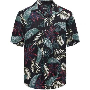 ONLY & SONS ONSWayne Life AOP Viscose Kurzarmhemd schwarz M