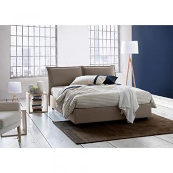 Lit double en tissu tourterelle 140x190 cm Beige 205x95x155cm