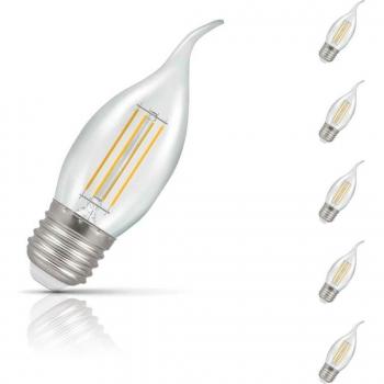 Crompton Candle LED Light Bulb Bent Tip E27 5W (40W Eqv) Warm White 5-Pack