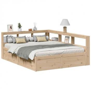 Letto Libreria Legno di Bor 140x200 cm – Senza Materasso