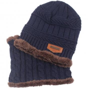 Bonnet en laine tricoté et écharpe en velours pour enfants
