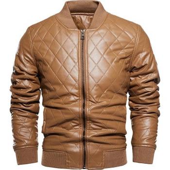 Men's Stand Collar Leather Biker Jacket