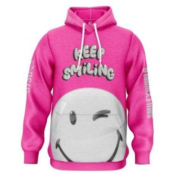 Felpa con cappuccio Otso Smiley World Smiling rosa grigio - L