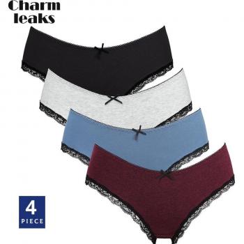 Charmleaks set di mutandine hipster in cotone elasticizzato per donna, 4 pz, rosso