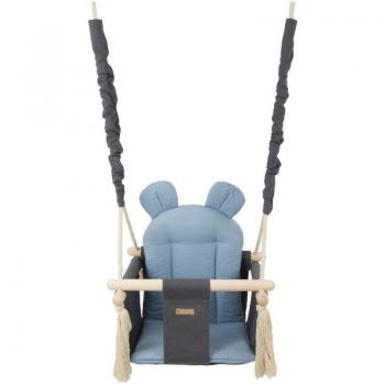 Balançoire Bébé Viking - Modèle Oreilles - Capacité 20 Kg - Gris/ Bleu Clair