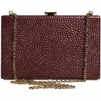Maroon Leather Clutch Evening Crossbody Bag