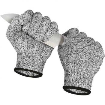 Anti‑Cut Gloves – Cut‑Resistant, Gardening & Kitchen Gloves (Grey/Black), HPPE, EN388, Anti‑Cut Level 5, Safety Work Gloves