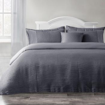 Velosso Charcoal Waffle Texture Duvet Cover Set – Double with Button Closure