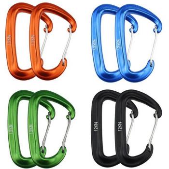 8 Pcs Climbing Carabiners 12 KN D Shape Hooks