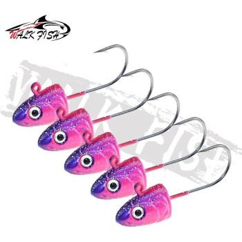 WALK FISH 5PCS Lead Jig Head Silicone Bait with 3D Eyes