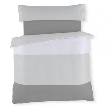 Dúo de funda nórdica tricolor - Blanco-Perla-Plomo - Cama de 135/140 cm