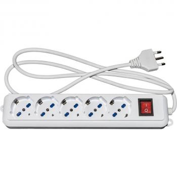 Multipresa Digitus LKMP05L 5 Schuko 10/16A, spina 16A, interruttore integrato, colore bianco