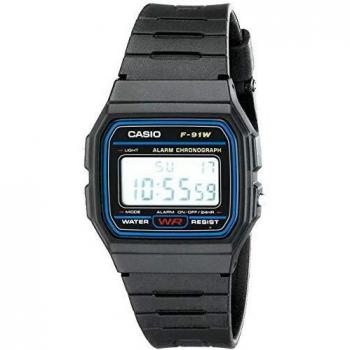 Casio 'Classic' Black and LCD Plastic/Resin Quartz Chronograph Watch