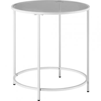 Table d’appoint ronde élégante blanche perle, finition gris ardoise