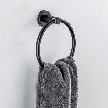 Matte Black Stainless Steel Round Towel Holder