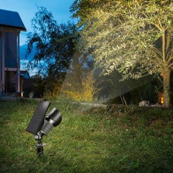 Projecteur solaire au sol Superspot Duo Couleur Aluminium Piquet de Terre Extérieur 102546 – Esotec