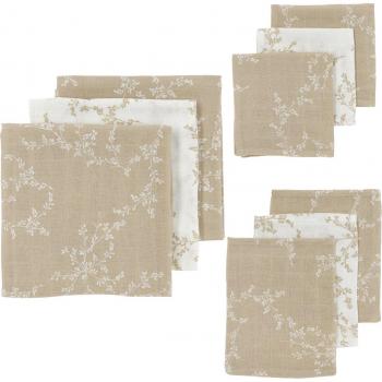 Meyco Ensemble de mousseline : 3 langes, 3 bavoirs, 3 gants de toilette - Branches