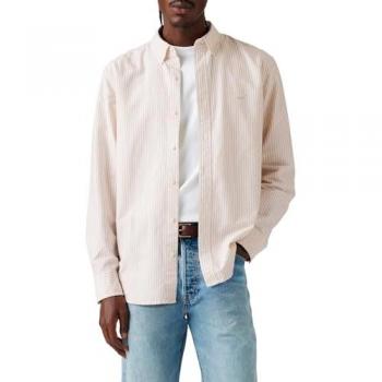 Langarmhemd LEVI'S AUTHENTIC BUTTON DOWN Gr. XL, N-Gr, beige (waylon stripe safari), Herren, Web, Obermaterial: 100% Baumwolle, gestreift, Hemden