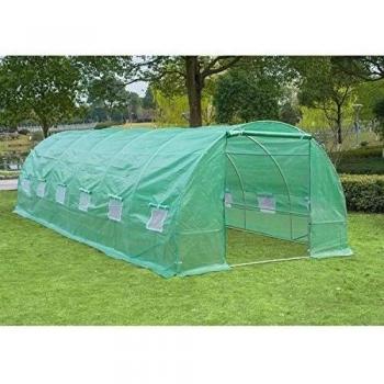 Invernadero de túnel Outsunny 12 ventanas con mosquitera verde 200x800x300 cm
