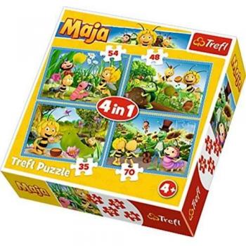 Trefl Bienen-Maja 4‑in‑1‑Puzzle, 35–48–54–70 Stück, Farbvielfalt