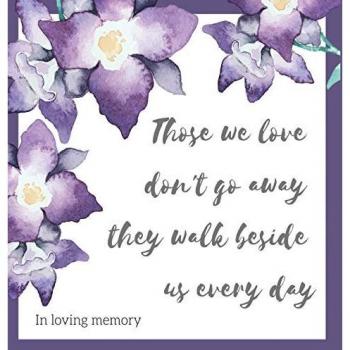 Religious quote in loving memory condolence book to sign
