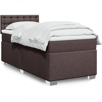 Vidaxl Box Spring Bed With Mattress Dark Brown 90x200 Cm Fabric