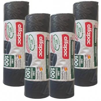 Alfapac 80 % Recyclé – 8 rouleaux de 10 sacs poubelles Community Bucket, 100 L