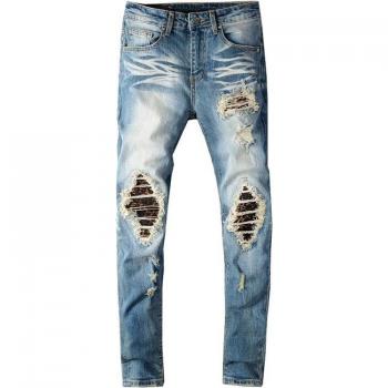 Biker Patchwork Ripped Skinny Jeans