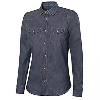 Camisa de mezclilla elástica de manga larga para mujer talla XXL color denim