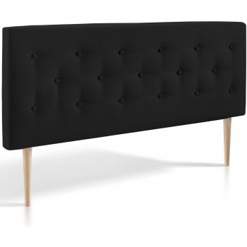 Testiera Oslo 140×100 cm in Tessuto Antracite, Gambe Legno, Montaggio Facile
