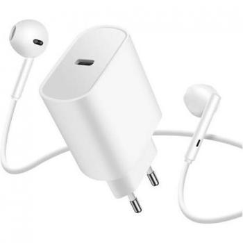 Avizar - Set Caricatore USB-C 20W e Auricolari Cablati