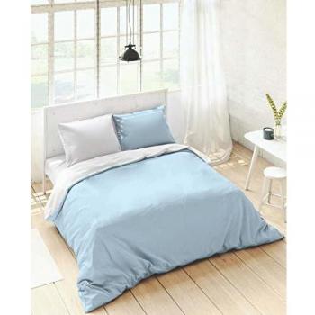 Reversible Bettdeckenbezug Naturals Bicolor Blau Weiß 135er (220 x 270 cm)