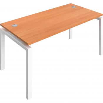 Telescopic 1-Person Beech & White Frame Bench with Cable Port, 1400 x 800