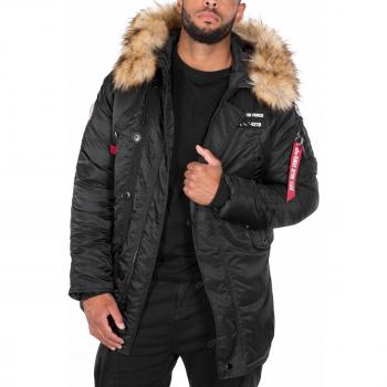 Alpha Industries N3B Airborne zimná bunda čierna Regular Fit