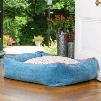 Calming Blue Patterned Sofa Bed for Large Dogs
