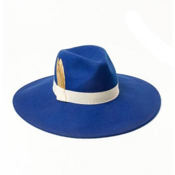 Fedora de Ala Ancha Mujer Pluma