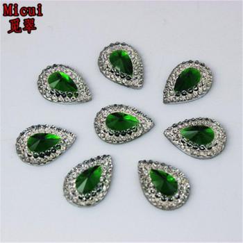 Micui 50pcs 10*14mm Mixed Color Resin Rhinestones for Crafts