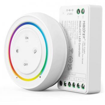 LEDBOX Kit controlador + Mando RF RGB+CCT redondo magnético táctil blanco