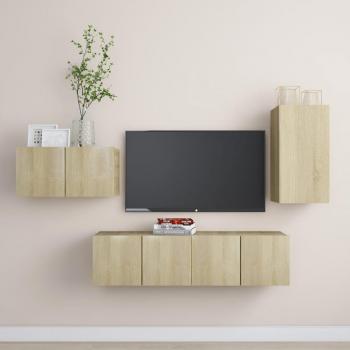 Mueble de salón vidaXL 4 piezas aglomerado color roble Sonoma