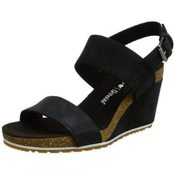 Timberland Capri Sunset Wedge Mules para Mujer - Jet Black Naturebuck 015