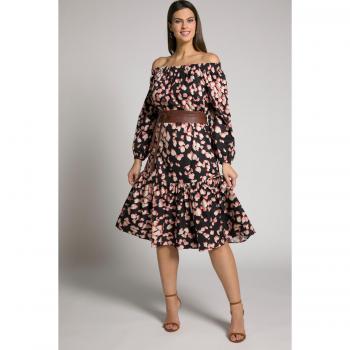 Plus Size Black Animal Print Off The Shoulder Dress, Women, Cotton, Size 24/26