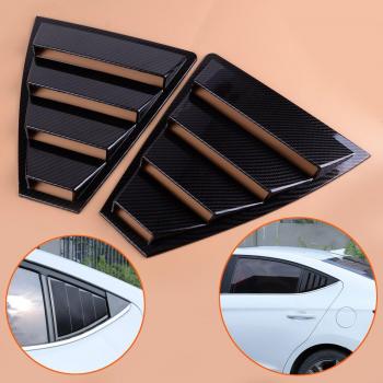 Beler 2 PCS Black Carbon Fiber Style Rear Window Vent Trim for Hyundai Elantra