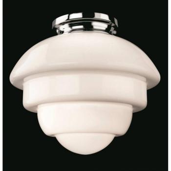 Firstlight Art Deco Classic 1930's Style Acorn Flush Ceiling Light in Chrome and Milky White Glass