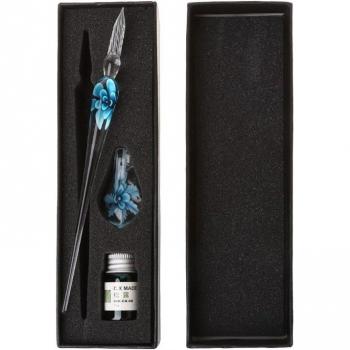 Artisan Floral Glass Dip Pen for Calligraphy