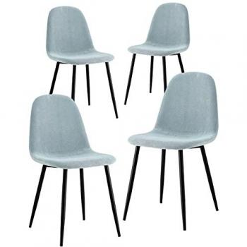 Set 4 sedie in tessuto imbottito azzurre modello Bella