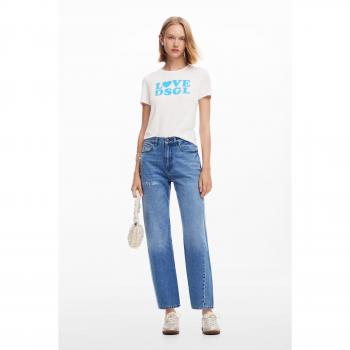 Jeans azul com estampa de margarida - 40