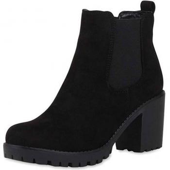 Ladies' Spring Leather Ankle Boots with Low to High Heels, Black/Red